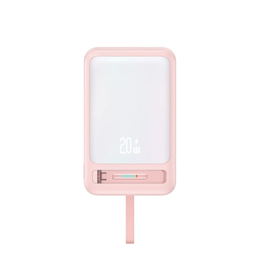 dlimgs.php_-1392.png Power Bank Magnético c/Soporte 10.000mAh Carga Inalámbrica Cable Tipo C Rosado CD219 USAMS - Imagen 1