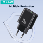 Cargador de Pared T65   30W USB A + USB C  Blanco  CC316  USAMS - Imagen 3