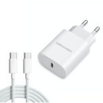 Cargador de Pared 1 USB-C   USB-C a USB-C  30W / Cable 1M / 3A/ Blanco  G13W0-EU  Vention - Imagen 2