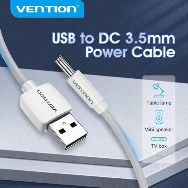 Cable DC Power USB-A a 3.5 mm x 1.35 mm    5V / 0.5M / Blanco  CEXWD  Vention
