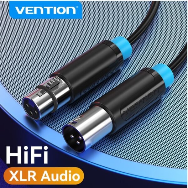 Cable de Audio XLR Extensión   Macho/Hembra / 3M / Negro  BBFBI  Vention