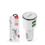Cargador Auto C29   Tipo C  3.4A  2 USB  Carga  Rápida  Blanco  LDNIO - Imagen 2