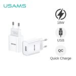 Cargador de Pared CC083   18W  QC3.0  Cable Lightning  2.1A  Blanco  USAMS