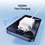 Cargador de Pared CC226   20W  PD  Cable Tipo C a Tipo C 60W  Blanco  USAMS - Imagen 3