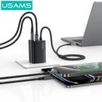 Cargador Pared   65W USB A + 2 USB C GaN  Carga Rápida  Tipo C a Tipo C  Negro  CC266  USAMS - Imagen 6