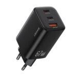 Cargador Pared   67W USB A + 2 USB C GaN  Carga Rápida  Negro  CC265  USAMS - Imagen 5