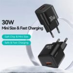 Cargador Pared   30W USB A + USB C GaN  Carga Rápida  Blanco  CC263  USAMS - Imagen 2