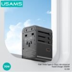 Cargador de viaje   70W  Tres USB-C + 2 USB A  CC310  Negro  USAMS - Imagen 2