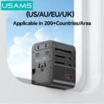 Cargador de viaje   25W  Dual USB-C + USB A CC309  Negro  USAMS - Imagen 3