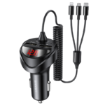 Cargador Auto C22   2 USB/3 4A  3 en 1 Micro/Tipo C/Lightning  Negro  CC119   USAMS - Imagen 3