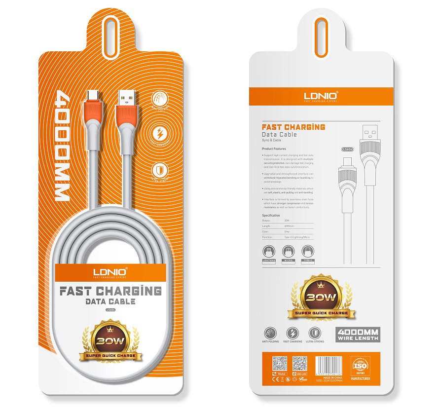 dlimgs.php_-2205.png LS604 Cable de Datos USB A a Lightning 30W 4M LDNIO - Imagen 1