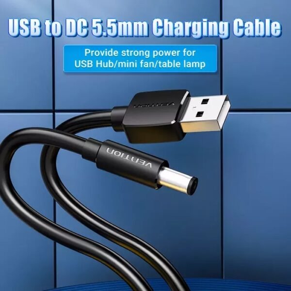 Cable USB-A a DC 5.5 mm   1M  Negro  CEYBF  Vention