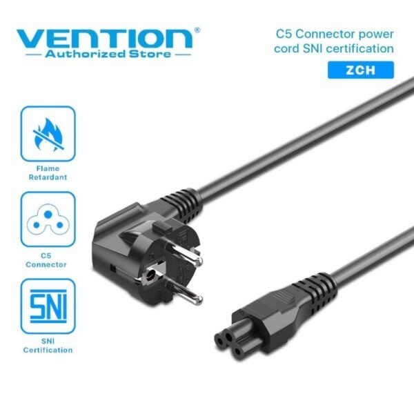 Cable de Poder Conector C5   1.8M / Negro  ZCHBAC  Vention