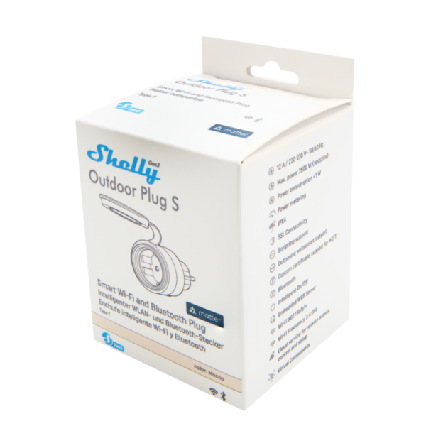 Shelly Outdoor Plug S Gen3   Enchufe Inteligente  PM  Wi-Fi  Exterior
