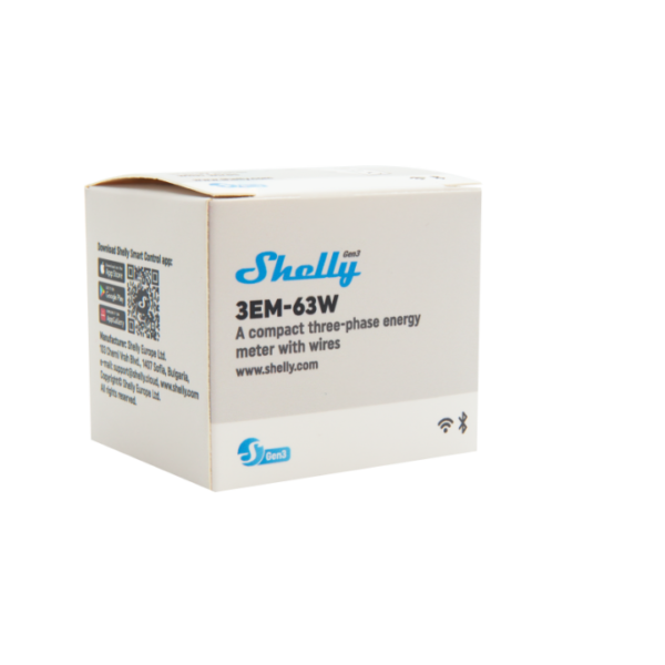 Shelly 3EM-63W Gen3   Medidor Trifásico  Clip 63A  Wi-Fi