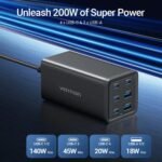 Cargador de Escritorio 2 USB-A+ 4 USB-C GaN   18W/18W/20W/45W/140W/140W / Cable 1.5M / Negro  FENB0-EU  Vention - Imagen 5