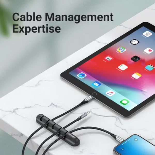 Organizador de Cables para Escritorio   p/5 Cables  Negro  KBRB0  Vention