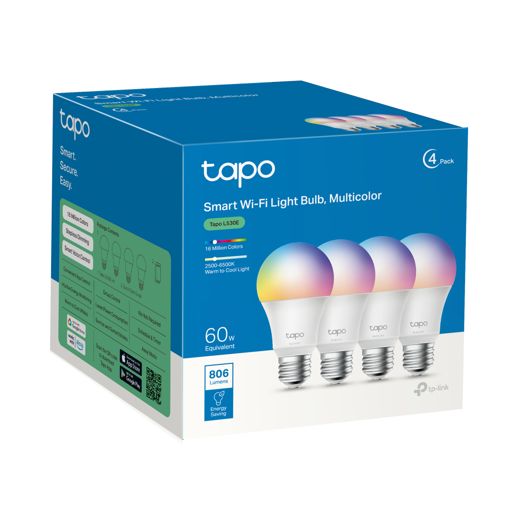 Lámpara LED Smart Wi-Fi TP-LINK Tapo L530E Con Cambios de Color (4-pack) - Imagen 9