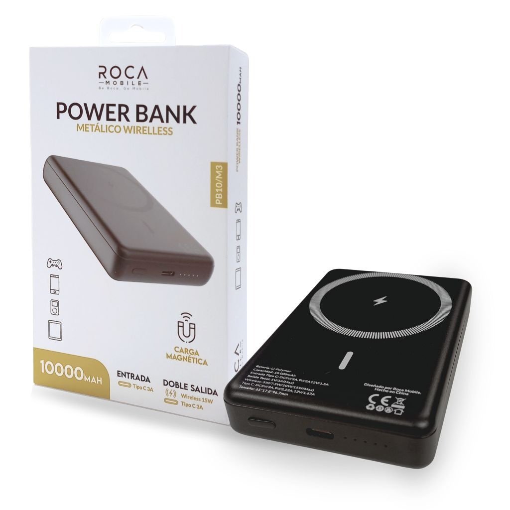 dlimgs.php_-3162.jpg Power Bank ROCA PB10/M3 10.000mAh Carga Magnética Entrada: Tipo C / Salida: Tipo C+Magnético - Imagen 1