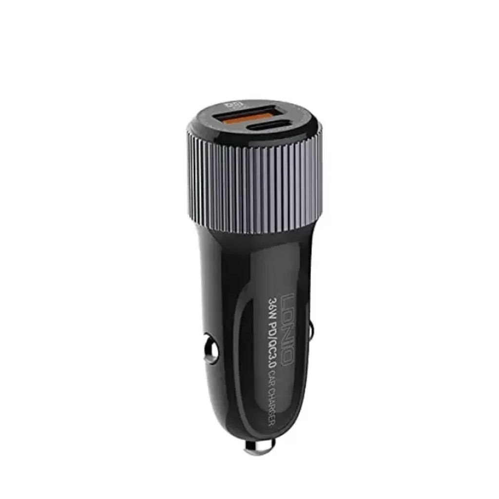 dlimgs.php_-3185.jpg C510Q Cargador Auto 36W PD + QC3.0 Tipo C Negro LDNIO - Imagen 1