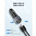 C510Q Cargador Auto 36W   PD + QC3.0  Tipo C  Negro  LDNIO - Imagen 4