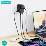Cargador de viaje T62   65W  2 USB C + USB  Negro  CC199  USAMS - Imagen 3