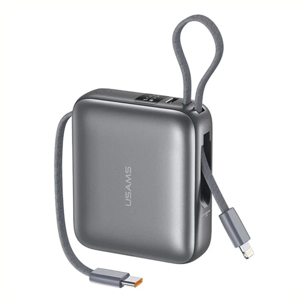dlimgs.php_-3413.jpg Power Bank Mini 20W Cable Tipo C + Lightning 10.000mAh Gris CD240 USAMS - Imagen 1