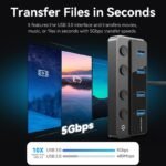 HUB USB 3.0 a USB 3.0 x 4 + USB C   C/Interruptores Individuales  1M  Negro  CHWBF Vention - Imagen 10