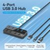 HUB USB 3.0 a USB 3.0 x 4 + USB C   C/Interruptores Individuales  1M  Negro  CHWBF Vention