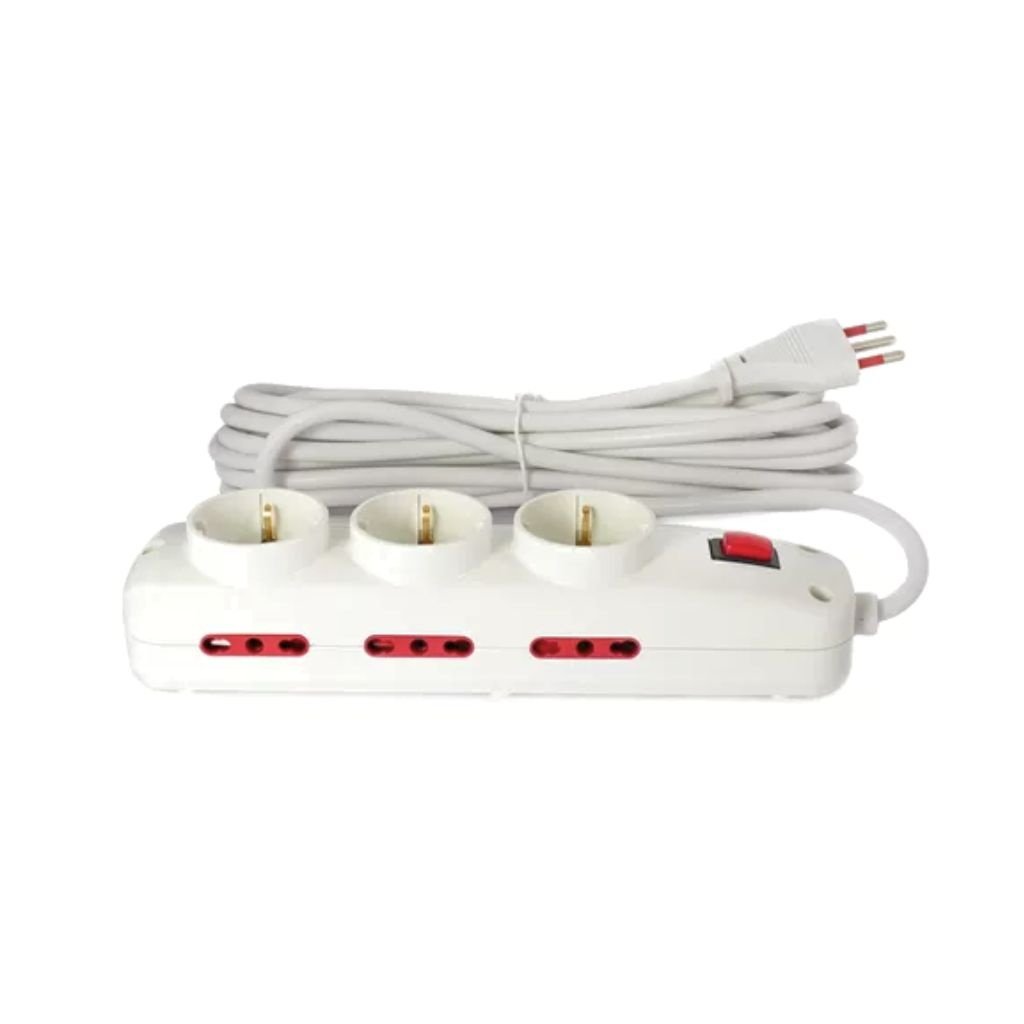 dlimgs.php_-3790.jpg Alargue 3 Tomas Schuko + 6 Tomas 3L a Ficha 3L 10A Cable 5M Blanco Conatel - Imagen 1