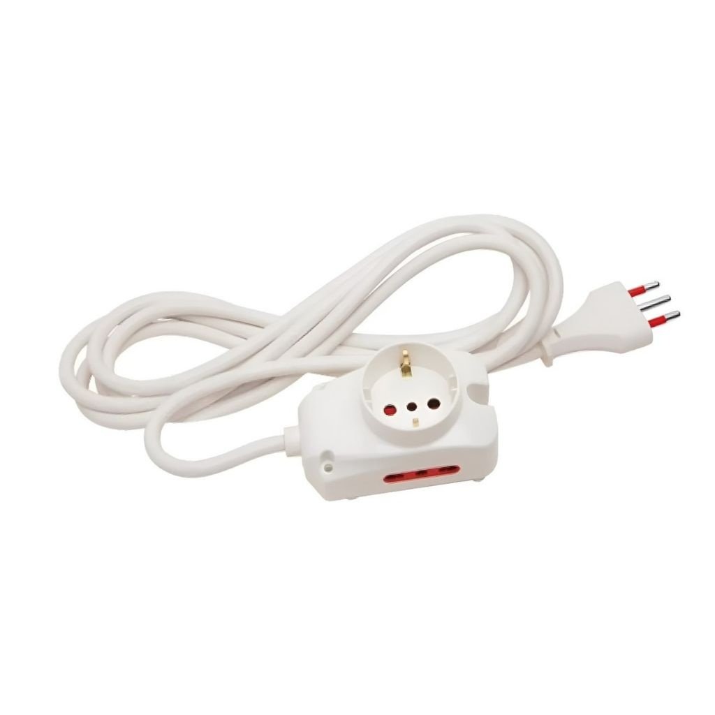 dlimgs.php_-3791.jpg Alargue 1 Tomas Schuko + 2 Tomas 3L a Ficha 3L 10A Cable 5M Blanco Conatel - Imagen 1