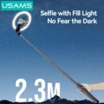 Palo Selfie con Trípode y Aro de Luz de 10 "   Inalámbrico  Altura Máx. 2.3M  Negro  ZB323   USAMS - Imagen 2