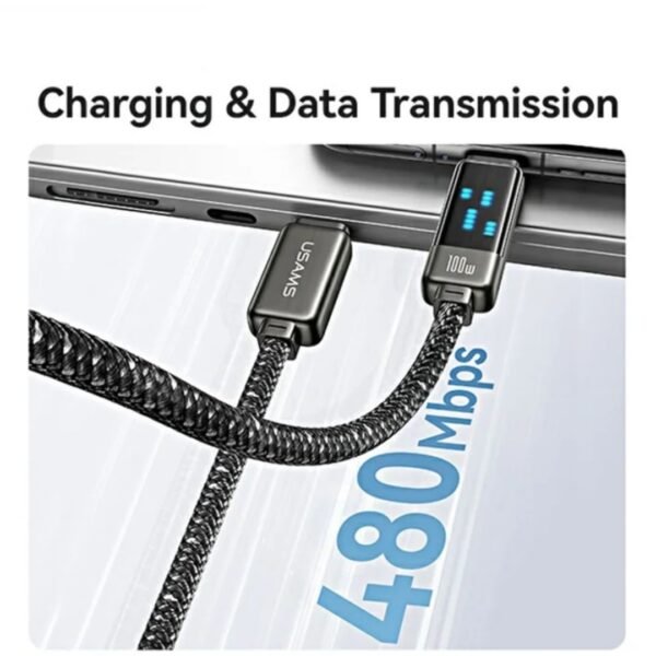 Cable de Datos Meteor Series SJ744   USB C a USB C  100W  1.2M  Titanium  USAMS