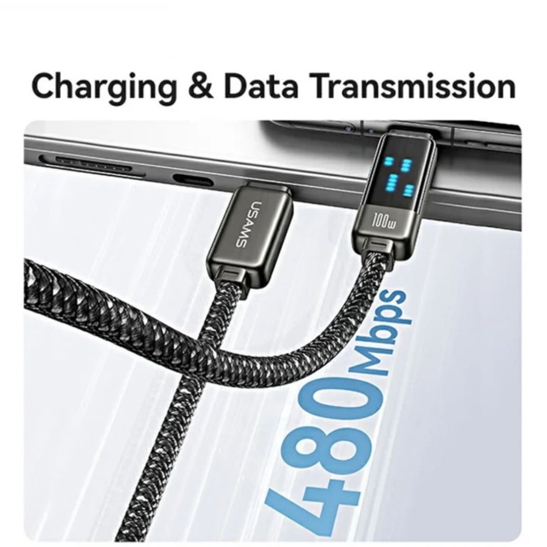 dlimgs.php_-3850.jpg Cable de Datos Meteor Series SJ744 USB C a USB C 100W 1.2M Titanium USAMS - Imagen 1
