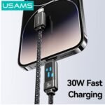 Cable de Datos Meteor Series SJ743   USB C a Lightinig  30W  1.2M  Titanium  USAMS - Imagen 4