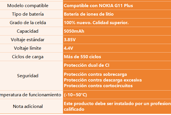 Batería para Nokia G11 Plus   5050mAh  WT341  ORYRO