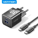 Cargador de Pared USB-A+USB-C GaN   USB-C a USB-C  30W/30W / Negro  TZ-FEQB0-EU-01  Vention - Imagen 13