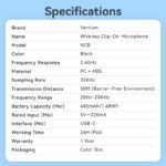 Microfono Solapero   Tipo C Pack x2 / Negro  NCBB0  Vention - Imagen 5