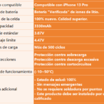 Batería para Apple iPhone 13 Pro   3330mAh  Autoprogramable / Alta Capacidad  ORYRO