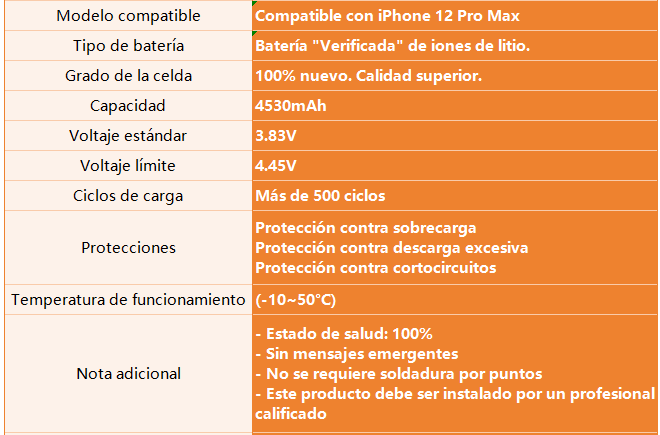 dlimgs.php_-430.png Batería para Apple iPhone 12 Pro Max 4530mAh Autoprogramable / Alta Capacidad ORYRO - Imagen 1