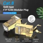 Plug RJ45 Blindado   Cat.8 FTP / 2 Unidades / Dorado  IDHR0-2  Vention - Imagen 14