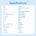 Cable USB-A 2.0 a USB-C   60W / 3A / 2M / Negro  CTQBH  Vention - Imagen 5