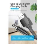 Cable de Poder USB-A a DC 3.5 mm x 1.35 mm    5V / 1.5M / Negro  CEXBG  Vention - Imagen 2