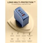 Cargador de Pared Q8   3 USB-C/1 Lightning / 1 USB-A  USB C a USB C  100W  Azul/Negro  LDNIO