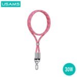 Correa para Cuello + Cable de Datos USB C a Lightning   30W  1.2M  Rosado  SJ746  USAMS - Imagen 4