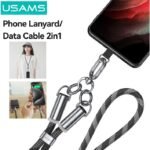 Correa para Cuello + Cable de Datos USB C a USB C   60W  1.2M  Rosado  SJ745  USAMS