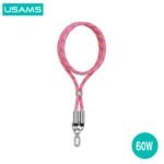 Correa para Cuello + Cable de Datos USB C a USB C   60W  1.2M  Rosado  SJ745  USAMS - Imagen 5