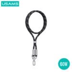 Correa para Cuello + Cable de Datos USB C a USB C   60W  1.2M  Negro  SJ745  USAMS - Imagen 4