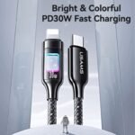 Cable de Datos Transparente   USB C a Lightinig  1.2M  C/Luces  Titanio  SJ749  USAMS - Imagen 3