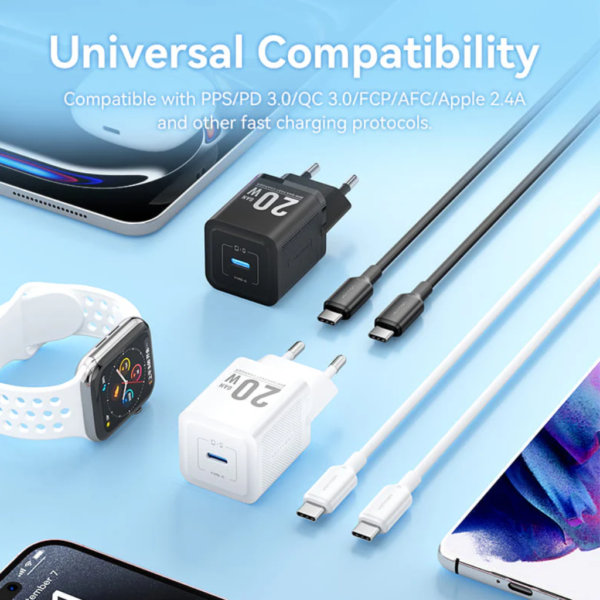 dlimgs.php_-534.png Cargador de Pared USB-C GaN USB-C a USB-C 20W / Blanco TZ-FEPW0-EU-01 Vention